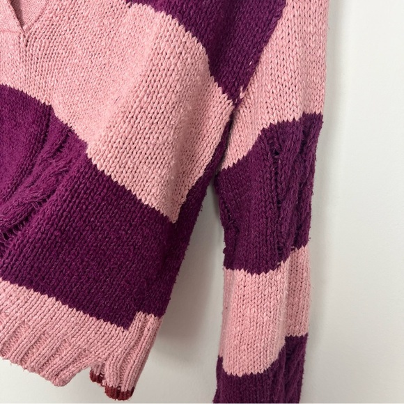 Free People Pembrook Striped Cable-Knit Collared Sweater - Picture 4 of 9